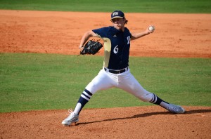 Ty Sullivan made his FIU debut in game one of the double-header and pitched four scoreless innings of relief. (Roberto Jimenez/FIUSM)