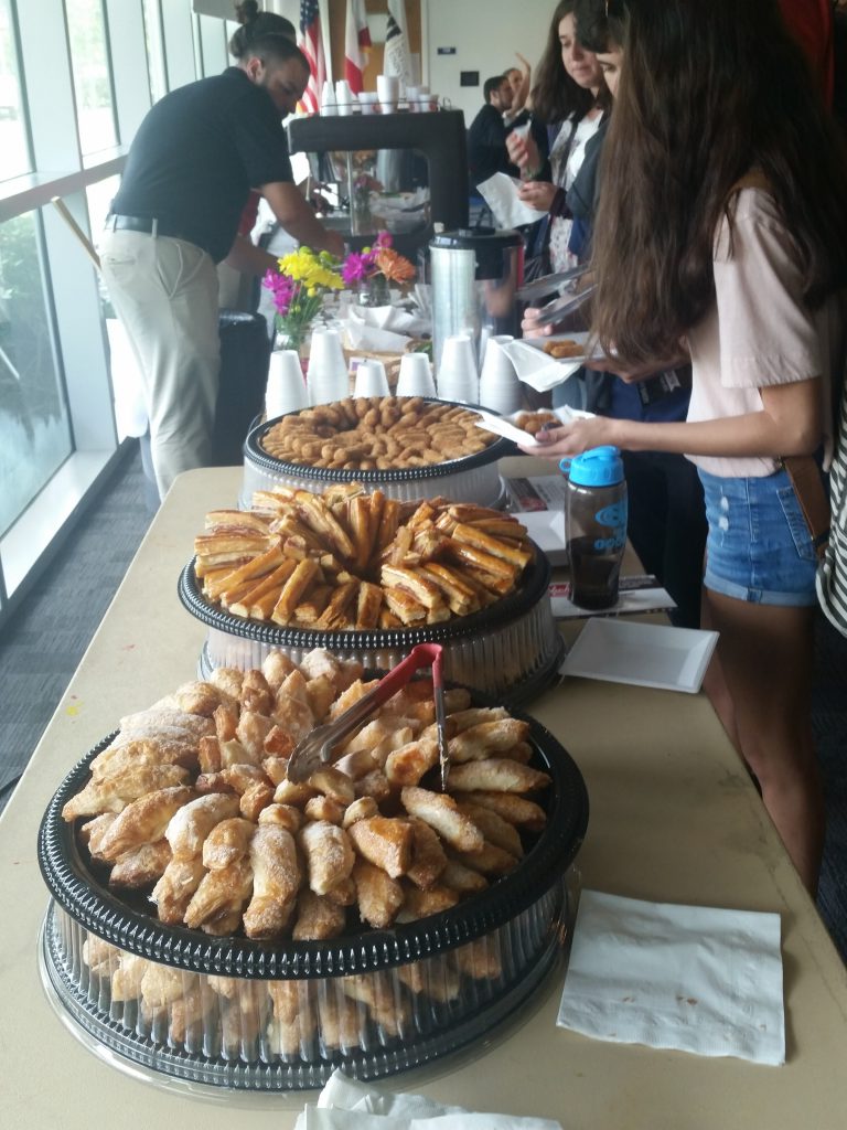 Students try some of the Vicky Bakery pastries at the event. Photo by Catalina Munoz